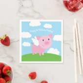 豚飛んでいる誕生日パーティー スタンダードカクテルナプキン (インサイチュ)