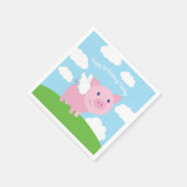 豚飛んでいる誕生日パーティー スタンダードカクテルナプキン (角)