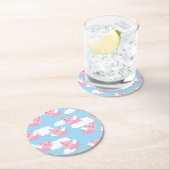 豚飛んでいる誕生日パーティー ラウンドペーパーコースター (インサイチュ)