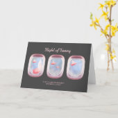 豚飛んでいる過去飛行機窓パーソナライズされた カード (黄色い花)