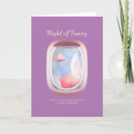 豚飛んでいる過去飛行機窓パーソナライズされた カード