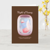 豚飛んでいる過去飛行機窓パーソナライズされた カード (黄色い花)