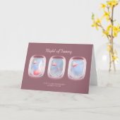 豚飛んでいる過去飛行機窓パーソナライズされた カード (黄色い花)