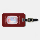 豚飛んでいる過去飛行機窓パーソナライズされた ラゲッジタグ (正面横)