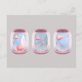 豚飛んでいる過去飛行機窓 ポストカード