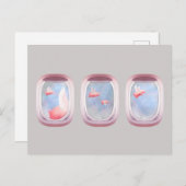 豚飛んでいる過去飛行機窓 ポストカード (正面/裏面)