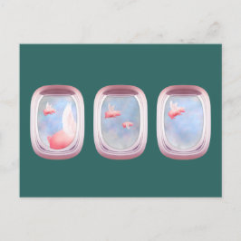 豚飛んでいる過去飛行機窓 ポストカード