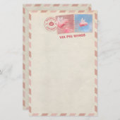 豚飛んでいる郵便文具 便箋 (正面/裏面)