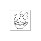 豚飛んでいる – ティーカップの翼を持つ子豚2 ラバースタンプ (インプリント)