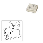 豚飛んでいる、翼のある子豚 ラバースタンプ (押印)