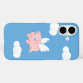 豚飛んでいる – 青い翼を持つかわいい子豚 Case-Mate iPhoneケース (裏面 (横))