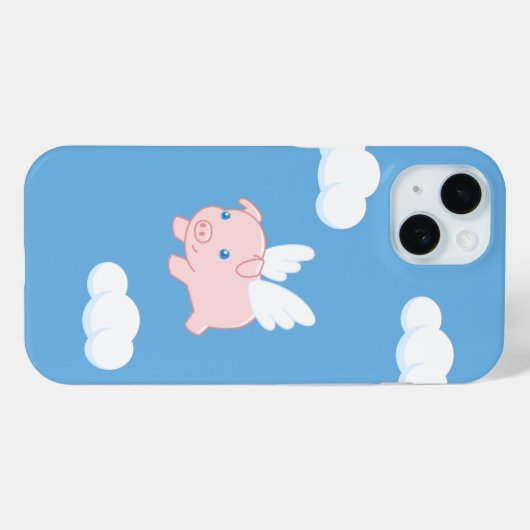 豚飛んでいる – 青い翼を持つかわいい子豚 Case-Mate iPhoneケース (裏面 (横))