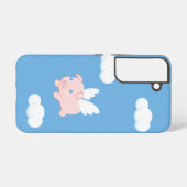 豚飛んでいる – 青い翼を持つかわいい子豚 SAMSUNG GALAXYケース (裏面横)