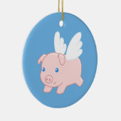 豚飛んでいる – 青の翼を持つ子豚 セラミックオーナメント (右)