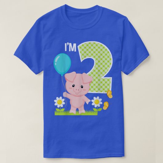 豚2ndバースデーガール2歳誕生日かわいい豚 tシャツ (デザイン正面)