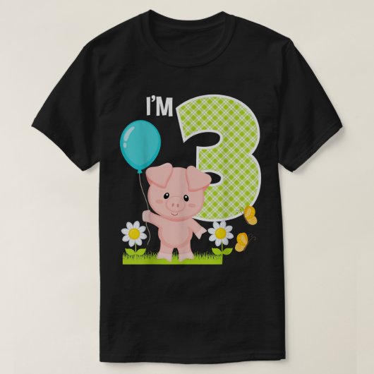 豚3歳の誕生日幼児3歳の誕生日少年P Tシャツ (デザイン正面)