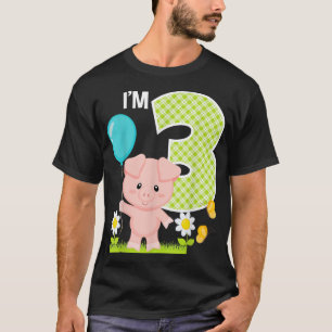 豚3歳の誕生日幼児3歳の誕生日少年P Tシャツ