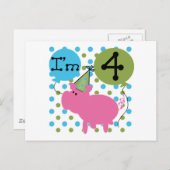 豚4th誕生日Tシャツとギフト ポストカード (正面/裏面)