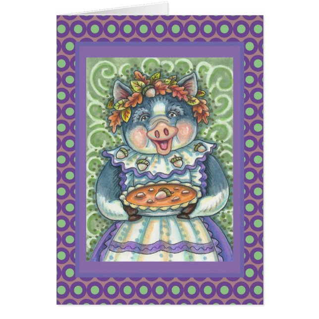 豚&どんぐりパイ感謝挨拶カード空白の (正面)