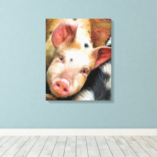 豚 キャンバスプリント (インサイチュ (ウッドフロア))