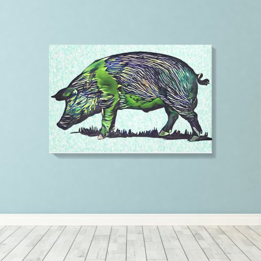 豚 キャンバスプリント (インサイチュ (ウッドフロア))
