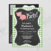 豚;グリーンジンガム インビテーションポストカード (正面/裏面)