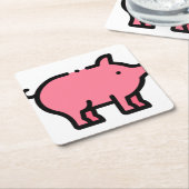 豚 スクエアペーパーコースター (アングル)