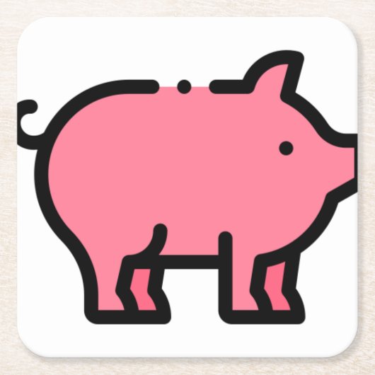 豚 スクエアペーパーコースター (正面)