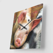 豚 スクエア壁時計 (傾斜)
