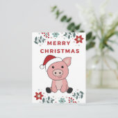 豚 メリークリスマス 動物 豚 シーズンポストカード (スタンド正面)