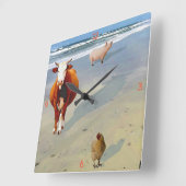 豚、牛、鶏、ビーチ スクエア壁時計 (傾斜)