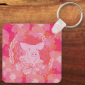 豚,花,生命,青,曼荼羅,禅,チャクラ,パット キーホルダー (裏面)