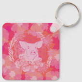 豚,花,生命,青,曼荼羅,禅,チャクラ,パット キーホルダー (裏面)