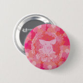 豚，花，生命，青，曼荼羅，禅，チャクラ，パット 缶バッジ (正面&裏面)