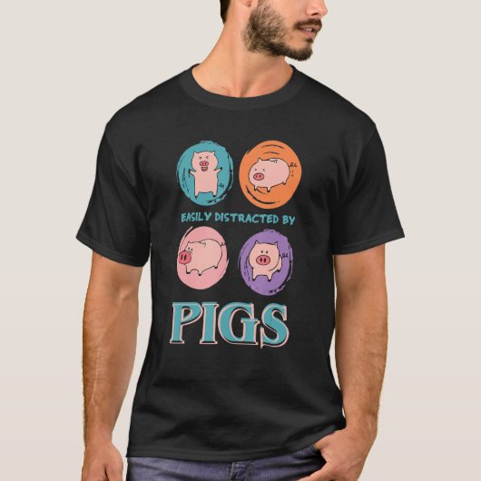 豚、農場の動物愛好家に容易におもしろい気を取られる Tシャツ (正面)