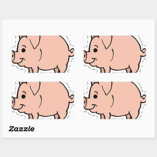 豚 長方形シール (シート)