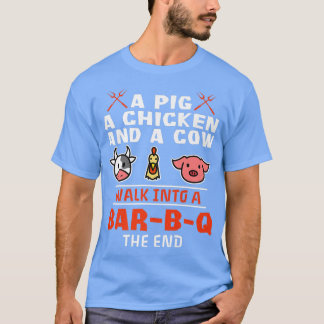 豚Aチキンと牛がバーB-Qに入る Tシャツ