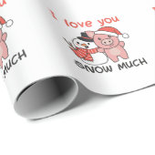 豚I愛する雪の多くの雪だるまパン ラッピングペーパー (ロールコーナー)