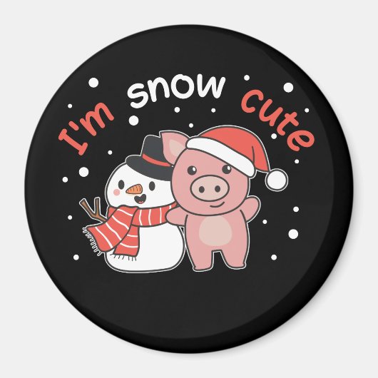 豚I'm雪かわいい雪だるまスノーパンマグネット マグネット (正面)