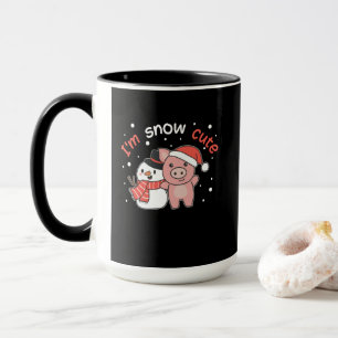 豚I'm雪かわいい雪だるま雪パン マグカップ