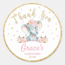 象ありがとうステッカーラベルBaptism好意