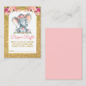 象おむつラッフルシャワーピンクフローラグリッター エンクロージャーカード (正面/裏面)