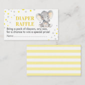 象おむつラッフルチケットイエローベビーシャワー エンクロージャーカード (正面/裏面)