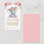 象おむつラッフルピンクフローラ赤ちゃんシャワー エンクロージャーカード (正面/裏面)