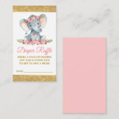 象おむつラッフルフローラベビーシャワーグリッター エンクロージャーカード (正面/裏面)