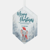 象おもしろい象メリークリスマスツリー雪ホリデーパーティー ガラスオーナメント (正面左)