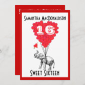 象おもしろいsweet sixteenパーティー 招待状 (正面/裏面)