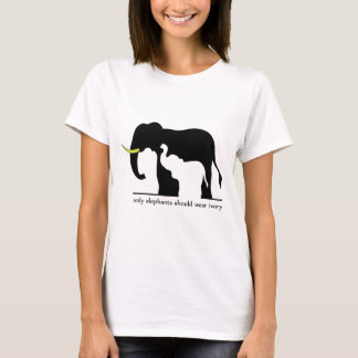 象およびアイボリー(白い) Tシャツ