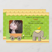 象およびカートの写真の招待状 招待状 (正面/裏面)
