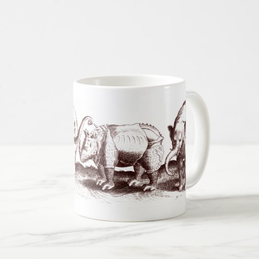 象およびサイのマグ コーヒーマグカップ (正面右)